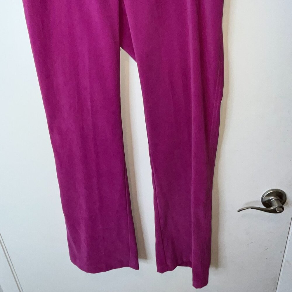 St. Johnn Marie Fuchsia Raspberry Lamb Suede SILK Pants Size 8 - Picture 4 of 12